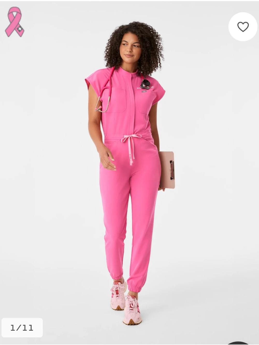 Figs Rafaela Jumpsuit F’ing Pink *Breast Cancer Edition*